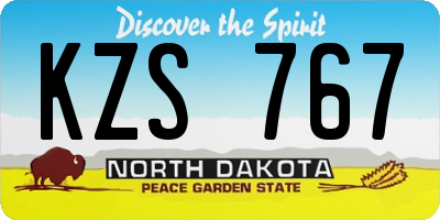 ND license plate KZS767