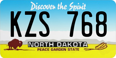 ND license plate KZS768