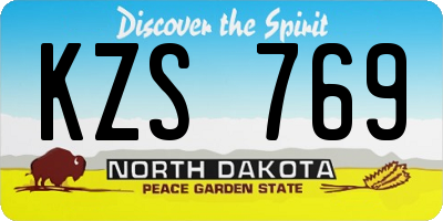 ND license plate KZS769