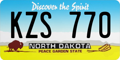 ND license plate KZS770