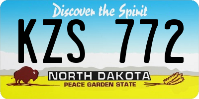 ND license plate KZS772