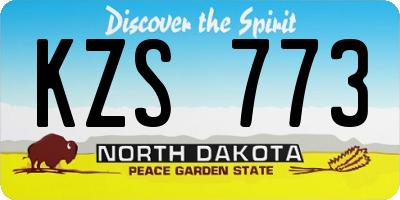 ND license plate KZS773