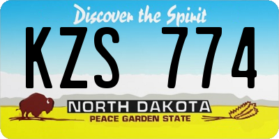ND license plate KZS774
