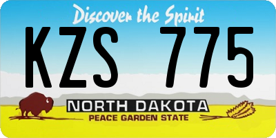 ND license plate KZS775