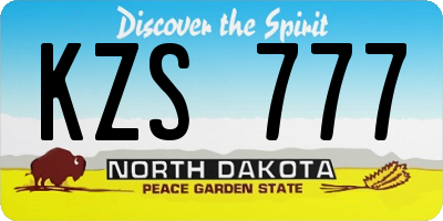 ND license plate KZS777