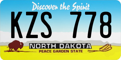 ND license plate KZS778