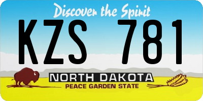 ND license plate KZS781