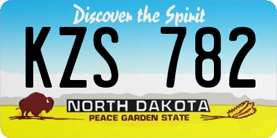 ND license plate KZS782