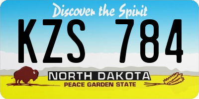 ND license plate KZS784