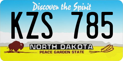 ND license plate KZS785