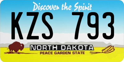 ND license plate KZS793