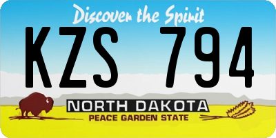 ND license plate KZS794