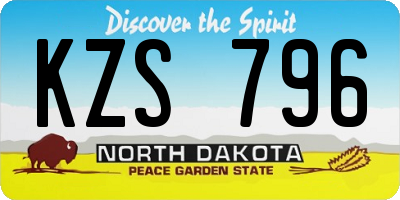 ND license plate KZS796