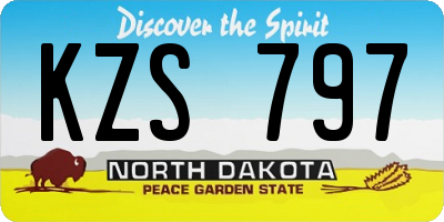 ND license plate KZS797