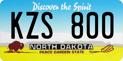 ND license plate KZS800