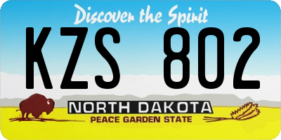ND license plate KZS802