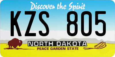 ND license plate KZS805