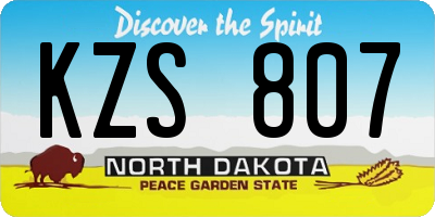 ND license plate KZS807