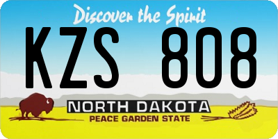 ND license plate KZS808