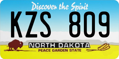 ND license plate KZS809