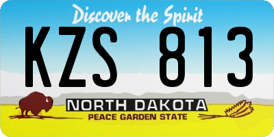 ND license plate KZS813
