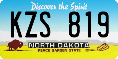ND license plate KZS819