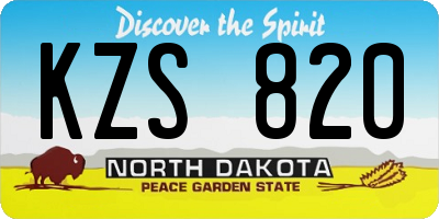 ND license plate KZS820