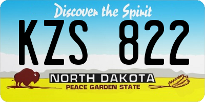 ND license plate KZS822