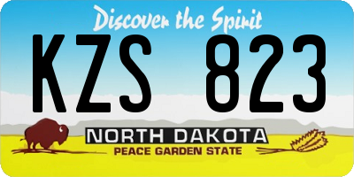 ND license plate KZS823