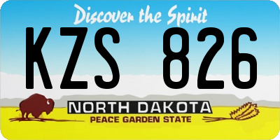 ND license plate KZS826