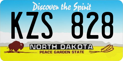 ND license plate KZS828