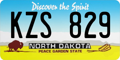 ND license plate KZS829