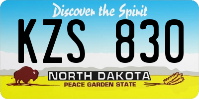 ND license plate KZS830