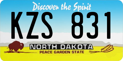 ND license plate KZS831