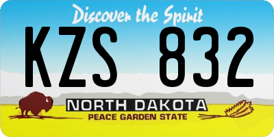 ND license plate KZS832