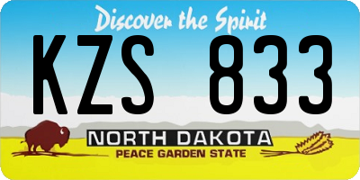 ND license plate KZS833
