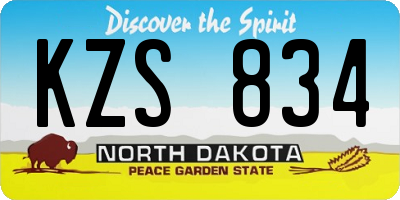 ND license plate KZS834