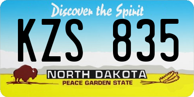 ND license plate KZS835