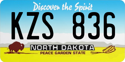 ND license plate KZS836