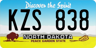 ND license plate KZS838