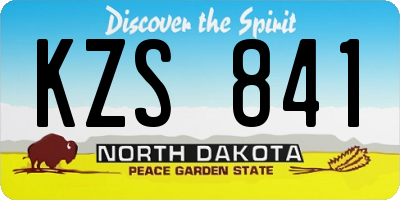 ND license plate KZS841