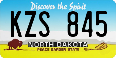 ND license plate KZS845