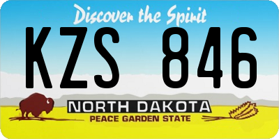 ND license plate KZS846