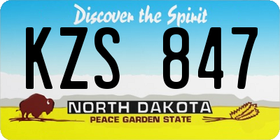 ND license plate KZS847