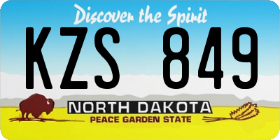 ND license plate KZS849