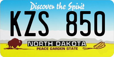 ND license plate KZS850