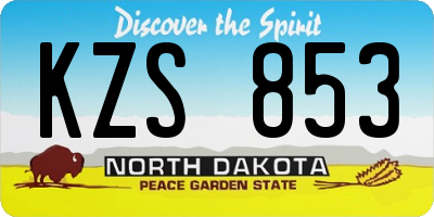 ND license plate KZS853