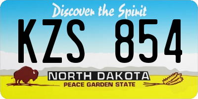 ND license plate KZS854