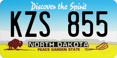 ND license plate KZS855