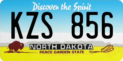 ND license plate KZS856